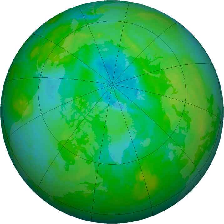 Arctic ozone map for 17 August 1984